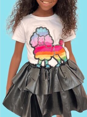 Lola + The Boys Black Tiered Faux Leather Skirt NWT - Size 2T